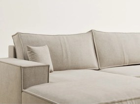 Bézs zsenília kinyitható-tárolóhelyes sarokkanapé (U alakú) Kyoto – Maison de Rêve