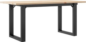 vidaXL tömör fenyőfa és acél dohányzóasztal O-vázzal 100x50x45 cm