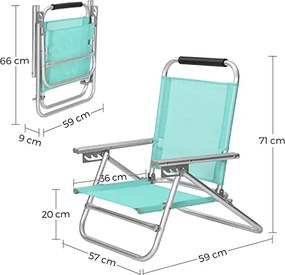 SONGMICS hordozható strandszék, összecsukható kültéri szék, zöld