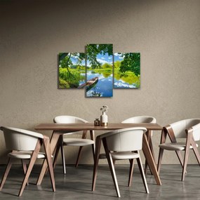 Egy nyári folyó képe hajóval (90x60 cm)