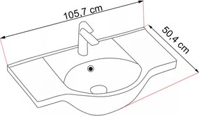 Bianca Plus 105 komplett fürdőszobabútor, magasfényű fehér színben