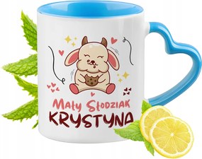 Kék bögre szív alakú füllel Krisztina számára Ideális Ajándék