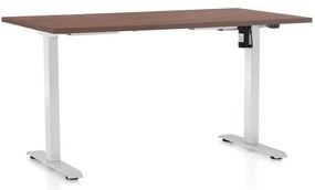 Állítható magasságú asztal OfficeTech A, 140 x 80 cm, fehér alap, dió