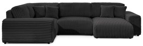 Sötétszürke kordbársony sarokkanapé (bal oldali-U alakú) Justin – Ropez