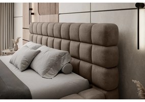 Világosbarna kárpitozott ágyneműtartós franciaágy ágyráccsal 160x200 cm Dizzle – ELTAP