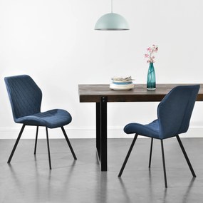 [en.casa] Étkezőszék Sarpsborg 2 darabos párnázott textil design szék szett 89 x 51 x 64 cm sötétkék