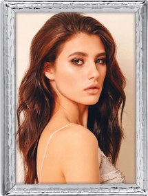 Képkeret 15x20 fém ezüst dombornyomott elegáns nappali irodába