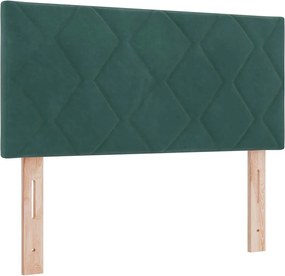 vidaXL LED ágytámla Sötétzöld 90 cm Műbőr