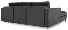 Santo sötétszürke kinyitható bársony sarokkanapé, bal oldali - Milo Casa