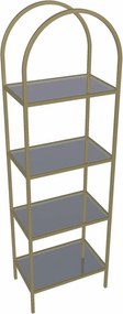 Fém könyvespolc, arany-átlátszó, 47 cm
