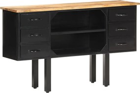 vidaXL tömör nyers mangófa és acél komód 110 x 30 x 65 cm