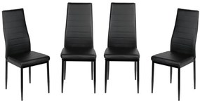 Étkezőasztal szett 4 db kárpitozott szék üveg asztallap fekete BC FUR-138-258-BLACK