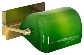 Klasszikus falilámpa sárgarézzel és zöld üveggel - Banker