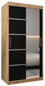 Ruhásszekrény 120 cm tükörrel Verika 2 120 (artisan tölgy + fekete). 1063767