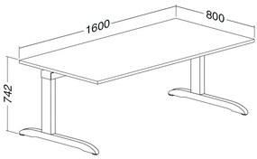 ProOffice C asztal 160 x 80 cm, fehér