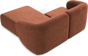 Terrakotta színű zsenília sarokkanapé (jobb oldali-heverő résszel) Lani – Makamii