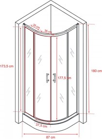 Spirit BAMBOO 90x90x194 cm íves zuhanykabin, erősített akril zuhanytálcával