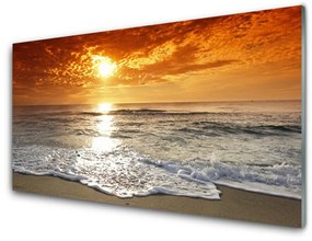 Modern üvegkép Sea Sun Landscape 125x50 cm