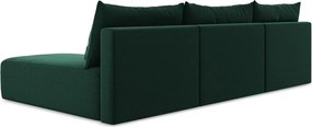 Sötétzöld bársony kinyitható-tárolóhelyes sarokkanapé (U alakú) Kalena – Makamii
