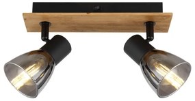 Globo 54307-2W - Fali spotlámpa CLAUDE 2xE14/40W/230V fekete/fa