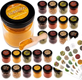 24x üveg fűszertartó 130ml 75db színes címke matrica