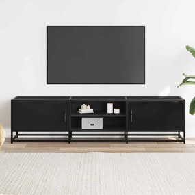 fekete szerelt fa és fém TV-szekrény 160x35x41 cm