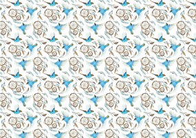 Fotótapéta Madarak és álomfogók Finomság Fehér és kék 350x250 +ragasztó