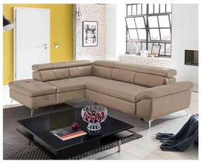 Bőrkárpitos, balos, L-alakú SALERNO II sarokkanapé barna