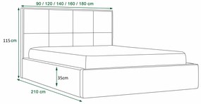 Franciaágy 140 cm Gino (bézs) (ágyráccsal és tárolóhellyel). 1046926