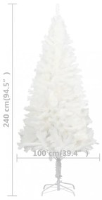 fehér műkarácsonyfa élethű tűlevelekkel 240 cm