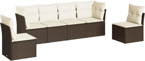 vidaXL 6 részes barna polyrattan kerti ülőgarnitúra párnával
