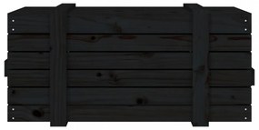 fekete tömör fenyőfa tárolóláda 91 x 40,5 x 42 cm
