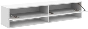 TV szekrény 140 cm fehér matt / fehér magasfény színkombinációban – DERBY