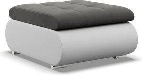 Tokio puff, bársony + műbőr, szürke - fehér