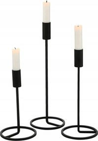 Fém Gyertyatartó klasszikus egyenes fekete x3