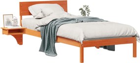 vidaXL Ágykeret fejtámlával Faggyú barna 100 x 200 cm Tömör fenyőfa
