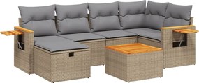 vidaXL 7 részes vegyes bézs polyrattan kerti ülőgarnitúra párnákkal