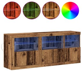Tálaló LED Fénnyel Régi Fa 162x37x67 cm Mérnöki Fa
