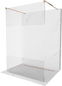 Mexen Kioto, átmenő zuhany paraván 110 x 200 cm, 8mm átlátszó / jegesedés üveg, 2x rose gold stabilizáló távtartó, 800-110-002-60-35