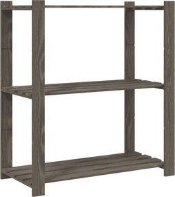 vidaXL 3 szintes szürke tömör fenyőfa tárolóállvány 80x38x90 cm