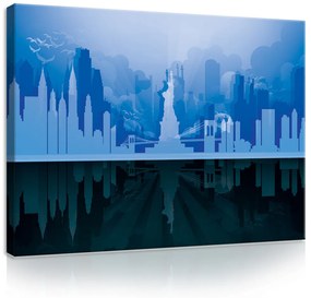 Vászonkép, New York - Kék absztrakt, 100x75 cm méretben