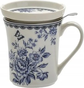 Porcelán teásbögre fedő virágszűrő 300 ml