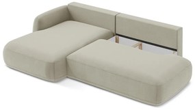 Bézs kinyitható sarokkanapé (bal oldali-heverő résszel) Hale – Makamii