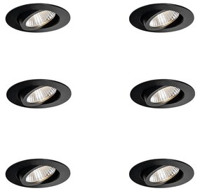 6 darabos fekete süllyesztett spotlámpa készlet 6,8 cm LED-del 750 lm szabályozható IP23 - Gaius
