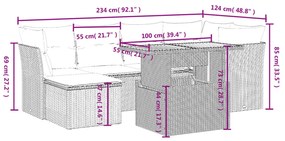 7 részes bézs polyrattan kerti ülőgarnitúra párnákkal