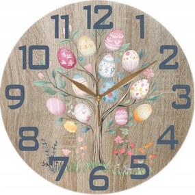 Falióra 35 cm Húsvéti fali dekoráció Fa húsvéti tojásokkal