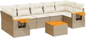 vidaXL 8 részes bézs polyrattan kerti ülőgarnitúra párnával