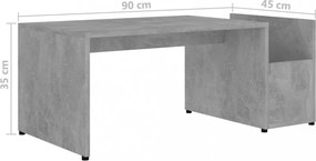 betonszürke szerelt fa dohányzóasztal 90 x 45 x 35 cm