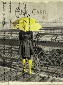 Poszter 30x40cm Turista esernyővel a Brooklyn hídon, Assaf F