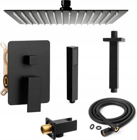 Fekete Falsík Alatti Zuhany Szett Csaptelep Mennyezeti Esőztető 25CM